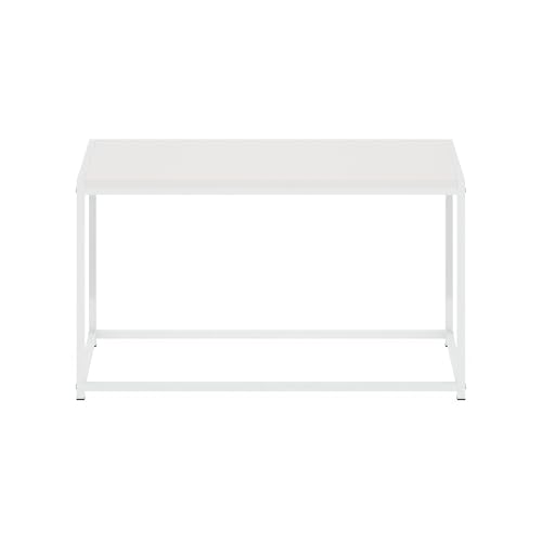 Furinno CAMNUS Coffee Table, Metal Frame Modern Center Table, Rectangular Side Table, Toolless Assembly, for Living Room, Bedroom, Home Office, Solid White - color: Solid White/White, size: Rectangular, 31.5"W