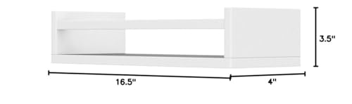 Onlysky Set of 4 Wall-Mounted Kid's Bookshelf - White Floating Nursery Book Shelves - Durable Wood Construction - Ideal for Nursery Decor, Kids Room, Toy Storage - color: White, size: 16.5 Inches