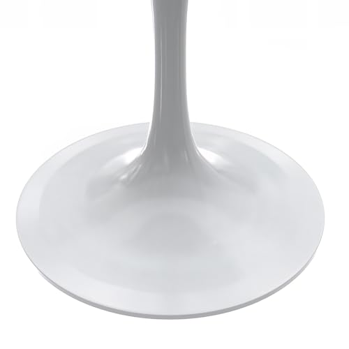 LeisureMod Verve Modern Round Dining Table,Tabletop with Pedestal Base, Contemporary Kitchen & Dining Room Table, Mid-Century Breakfast Nook Table (White Base, White Resin) - color: White Resin, size: 27 inch Wide