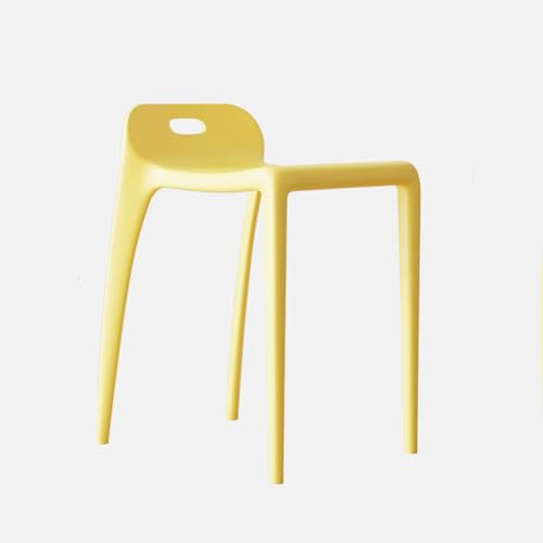 Plastic Stools - Nesting Stool -Stackable Modern Dining Chair 46cm Seat Height,Open Back,Save Space,Nordic Style(Set of 1)(Yellow) - color: Yellow