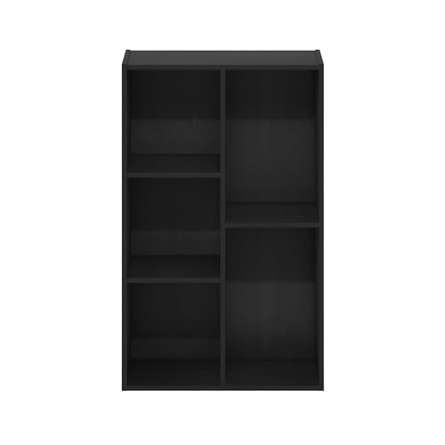 Furinno LUDER Book Shelf, 5-Cube Bookshelf, Reversible Bookcase, 9.4 x 19.5 x 31.5, Easy Assembly, for Living Room, Bedroom, Home Office, Blackwood - color: Blackwood, size: 5-Cube