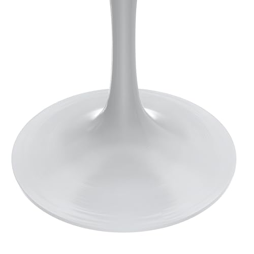 LeisureMod Verve Modern Dining Table 27" Round Sintered Stone Tabletop and White Stainless Steel Pedestal Base for Kitchen and Dining Room, Black - color: Black Stone, size: 27 inch Wide