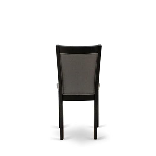 East West Furniture MZC6T50 Monza Parson Dining Room Chairs - Dark Gotham Grey Linen Fabric Padded Chairs, Set of 2, Wirebrushed Black - color: Mzc6t50