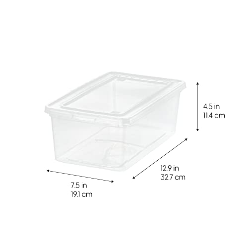 IRIS USA 12-Pack Storage Bins with Lids, 6 Quart - Crystal Clear, Shoe Boxes Stackable Containers Organize Shoes Closet Shelves, Teacher Tools Classroom Organization, Game - BPA-Free Plastic - size: 6 Qt (Pack of 2)