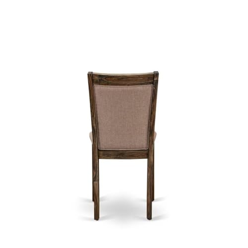 East West Furniture MZC7T16 Monza Parson Dining Chairs - Dark Khaki Linen Fabric Padded Chairs, Set of 2, Distressed Jacobean - color: Mzc7t16