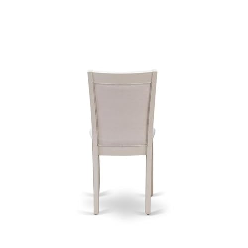 East West Furniture MZC0T01 Monza Parson Dining Chairs - Cream Linen Fabric Upholstered Chairs, Set of 2, Wirebrushed Linen White - color: Mzc0t01