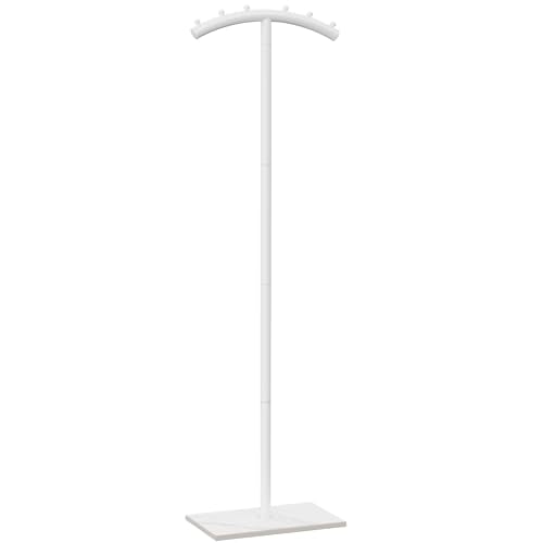 Freestanding Metal Clothes Rack with Natural Rock Base,68.9in,White | T-shaped Coat Hangers with Anti Slip Knots,Easy to Clean Garment Racks for Home,Durable Clothing Trees for Office - color: White