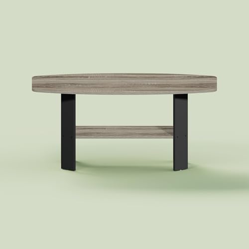 Ipoh Coffee Table, Side Table with Storage Spaces for Small Spaces, Living Room, Olive Oak/Black - color: Olive Oak/Black