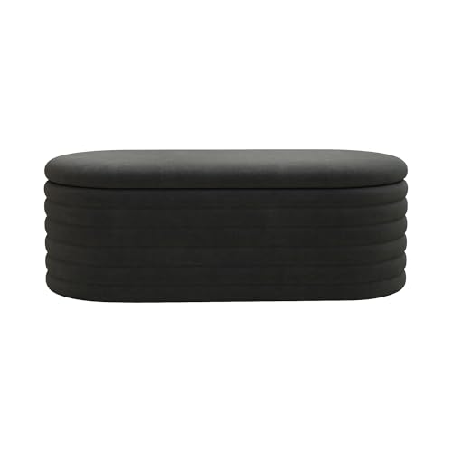 Storage Ottoman Bench 40 inch Upholstered Chenille Fabric Storage Bench for Bedroom End of Bed Stool Aesthetic Large Storag Ottoman for Living Room Entryway,Black | Chenille Fabric Storage Ottoman, End of Bed Stool,Large Bench Hidden Storage,No Assembly,f
