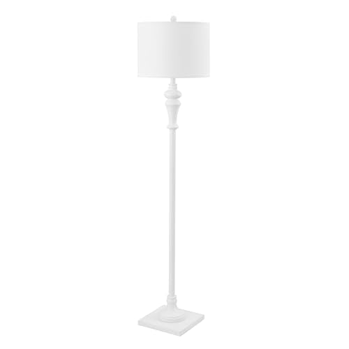 SAFAVIEH Lighting - Norla 61-Inch Standing Floor Lamp - White - Fabric Drum Shade - Traditional Slim-Pole Design - Ideal for Living Room, Bedroom, Home Office - LED Bulb Included (FLL4082B) - color: White