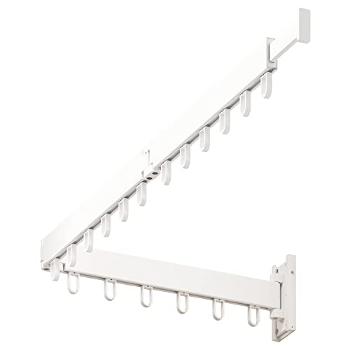 HEILAIYI Clothes Drying Rack,Laundry Drying Rack,Wall Mounted Clothes Rack,Laundry Rack Wall Mount,Folding Retractable Collapsible Drying Rack Clothing (Three-Poles,Loop Hooks,White) - size: White/Loop-Shape Hooks