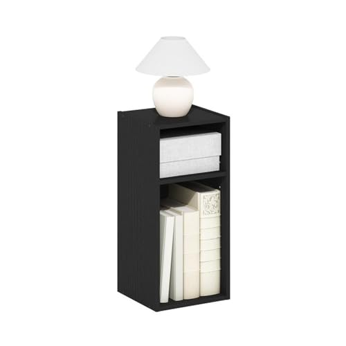 Pemberly Row 2-Tier Storage Shelf Bookcase, 10-Inch Width, Durable Composite Wood in Blackwood Finish, Adjustable Shelves, Compact Design for Small Spaces, Home or Office Use