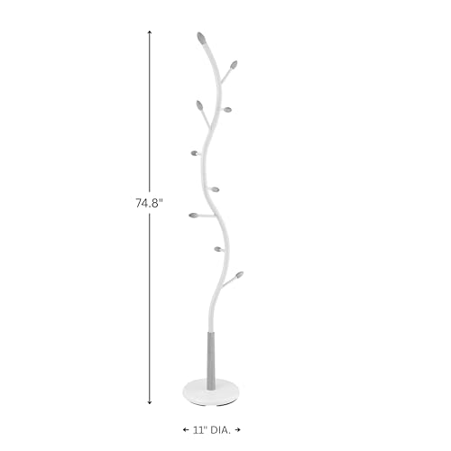Roundhill Furniture Arles Metal Whtie and Oak Standing Coat Rack - color: White
