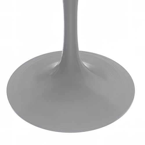 LeisureMod Verve Mid-Century Modern Dining Table with a 48" Round MDF Tabletop and White Steel Pedestal Base for Kitchen and Dining Room (Cognac Brown) - color: Cognac Brown Wood, size: 48 inch Wide