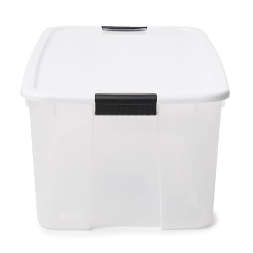 Sterilite 4-Pack Ultra Latching Box, Storage Bins with Lids, Clear Plastic, 116 Quart - Heavy-Duty Organizing Containers for Closet, Bathroom, and Office - size: 116 Quart