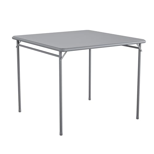 COSCO 34" Square Vinyl Tabletop Folding Table, Gray - color: Grey