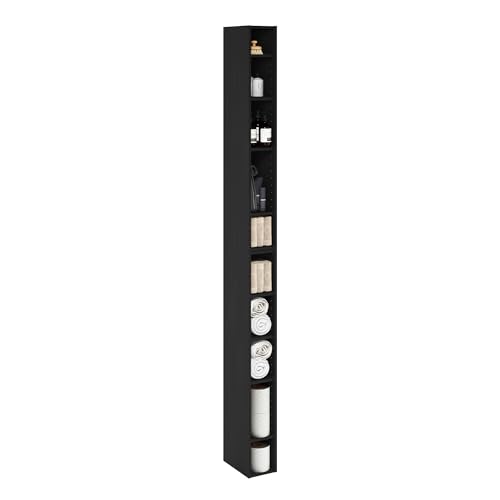 10-Tier Narrow Bookshelf, 6-Inch Width Bookcase, Space Saving Book Shelf, 9.2 x 5.9 x 78.7, for Living Room, Home Office, Bedroom, Blackwood - color: Blackwood(6 Inches), size: 10 Cube