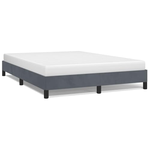 Full Size Bed Frame, Modern Dark Grey Velvet Upholstered Platform Bed, Low Profile Sturdy Engineered Wood Support, Easy Assembly Bedroom Furniture - color: Dark Gray, size: Full & 9.8"