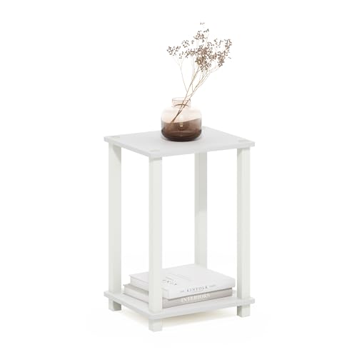 2-Tier Small End Table with Open Shelf, Easy Assembly Toolless Nightstand, Night Stand, Side Table, for Bedroom, Living Room, White - color: White/White, size: 2 Tier, Set of 1
