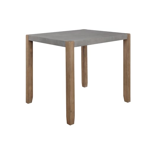 Alaterre Furniture Newport Dining Table for 4, Gray/Amber, 42” x 36” | Rustic Industrial Kitchen Table with Faux Concrete Top and Light Wood Legs for Dining Room or Kitchen