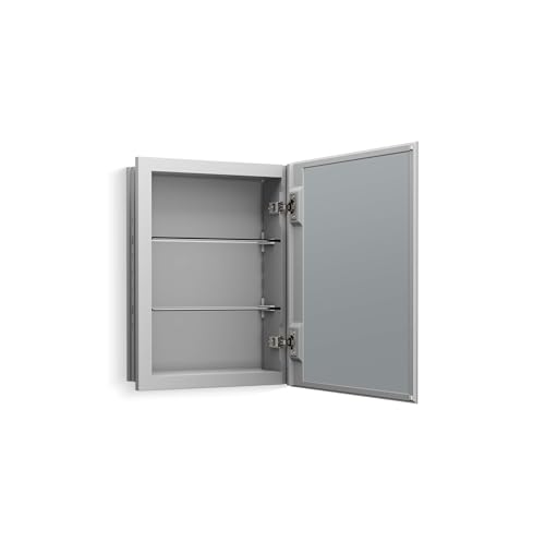 Kohler 55060-NA Embark Slim Medicine Cabinet Mirror, Adjustable Shelves, Bathroom Organizers and Storage, 16 in. W x 20 in. H - size: 16 in. x 20 in., style: Flat Edge