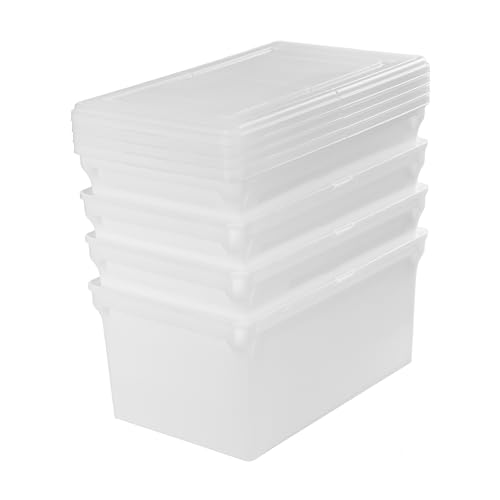 IRIS USA 4-Pack Snap File Box with Locking Lid, Black | Organize lesson plans, classroom files and teaching materials with convenient storage for teachers, schools and educators - style: Wing Lid - 4 Pack