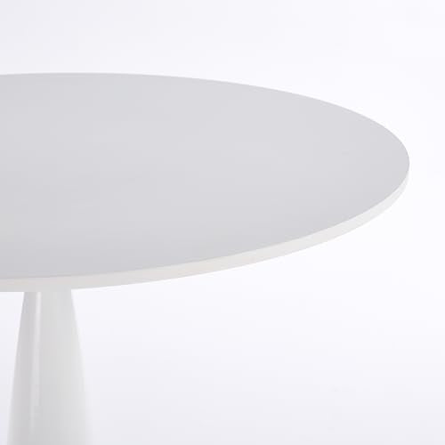 Round Dining Table for 4-6, 31.5 Inch White Tulip Pedestal Table, Mid Century Modern Bistro & Kitchen Table with MDF Top, Multi Functional for Small Space, Living Room, Office, Easy Assembly
