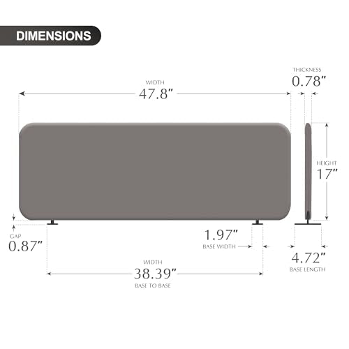 DECOLAB Desk Dividers, Standing Table Partition Panel 48"x18", Sterling | Free Standing Desk Screen. For Home, Office, Student, Test, Study, Classroom. No Drill. - color: Sterling