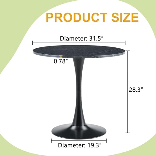 31.5" Round Dining Table, Mid-Century Modern Tulip Table with Thickened Tabletop & Metal Pedestal, Circle Bistro Table for Kitchen, Small Places, Apartments, Cafe - color: Dark Grey, size: 31.5" dining table