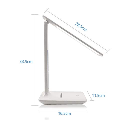 Desk Lamp LED Desk Light, Smart Features(Clock, Alarm, Date, Temperature)-Adjustable, Foldable Touch Table Lamp, 3 Levels of Dimmable Lighting - Suitable for Office, Bedroom, Study (TC25 White) - color: WHite3