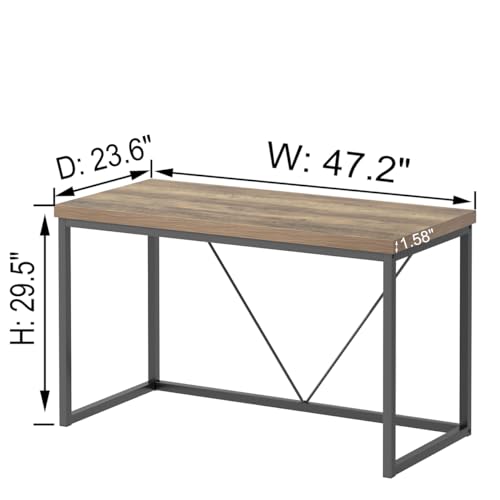 Modern Home Office Desk, Rustic Wood and Metal Computer Desk, Industrial Study Writing Gaming Table Workstation, Vintage Laptop PC Desk, Oak 47 Inch - color: Oak, size: 47 inch