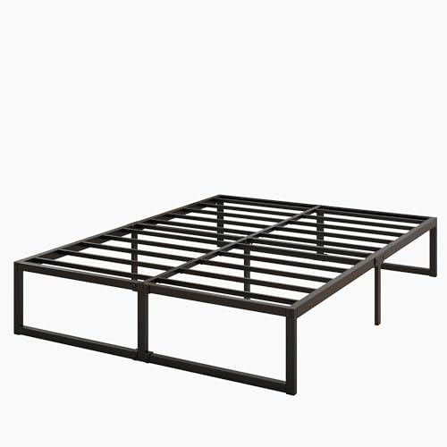 Lutown-Teen 14 Inch Queen Bed Frame with Heavy Duty Steel Slat Support | Sturdy Metal Platform Bed Frame Queen Size No Box Spring Needed, Noise Free, Easy Assembly, Black