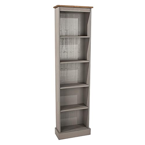 Wood Bookcase - Bookshelf - Tall Small Bookshelf - 118.11" W x 7.87" D x 69.29" H (Gray) - color: Grey