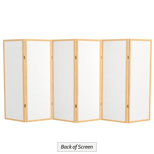 4 ft. Short Window Pane Shoji Screen - Natural - 6 Panels - color: Natural, size: 6 Panels