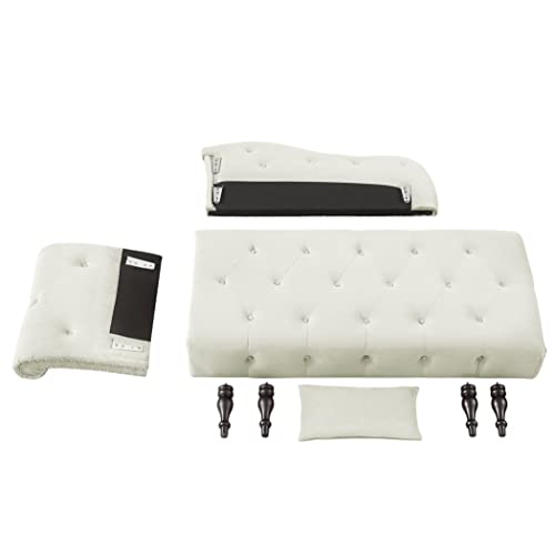60" Modern Velvet Chaise Lounge Indoor,Upholstered Lounge Chair with Left Armrest and Lumbar Pillow, Button Tufted Lounge Sofa for Living Room Bedroom Office,Mini Chaise Longue Sofa (White) - color: White