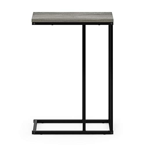 Furinno Camnus Modern Living C Shaped Sofa Side Table, 9.8 in x 17.9 in x 25 in, French Oak Grey - color: French Oak Grey, size: C-shape Metal Frame