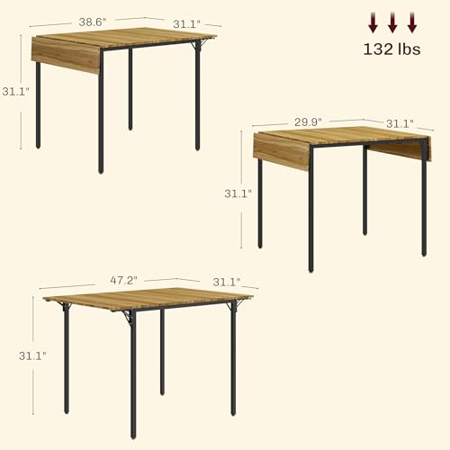 HOMCOM Industrial Folding Dining Table for 2 to 4 Space Saving Walnut | Drop Leaf Kitchen Table, for Small Spaces