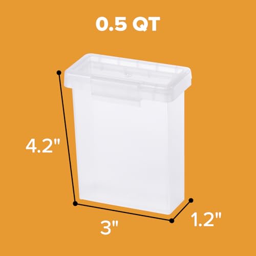 Bostitch Konnect Storage Containers with Lids, Office Organizer, Clear Plastic Box, Stackable for Crayons, Q-tips, Office Supplies, Labels, 0.5 Qt, 2 Pack - size: 0.5 Qt (2 Pack)