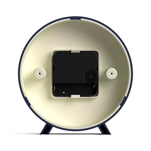 JONES CLOCKS® Venus Desk Clock | Modern Round Design | Blue | Stylish Retro Look for Shelf, Table, Mantel or Bedside - color: Indigo Blue
