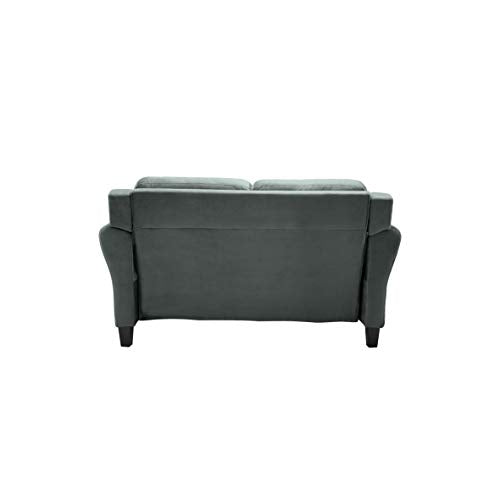 Studio Living Harrington 57.9" Loveseat, Transitional Modern, Pocket Coil Comfort, Easy Assembly, Microfiber Fabric, Dark Grey - color: Dark Grey, size: Loveseat