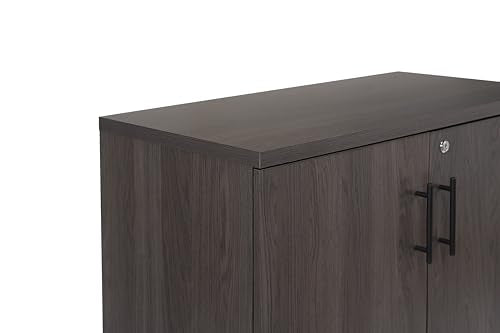 MMT Office Storage Cabinet, Lockable, Storm Grey Walnut - color: Storm Grey Walnut