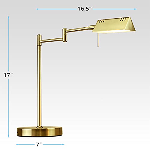 O'Bright LED Pharmacy Table Lamp, Full Range Dimming, 12W LED, 360 Degree Swing Arms, Desk, Reading, Craft, Work Lamp, ETL Tested, Antique Brass (Gold) - color: Antique Brass