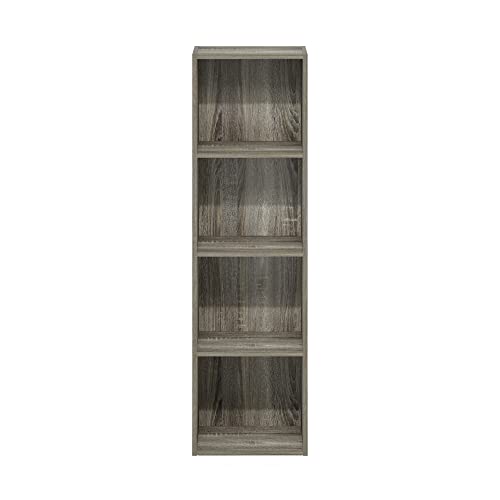 Furinno PASIR Book Shelf, 4-Tier Modern Bookshelf, Open Shelves Bookcase 9 x 12 x 42, Easy Assembly, for Living Room, Bedroom, Home Office, French Oak - color: French Oak, size: 4-Tier Cube