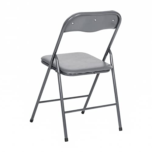 EMMA + OLIVER Gray Square Folding Card Table and Chairs Set for 4 Players | Lightweight, Easy Storage, Padded Top - color: Grey
