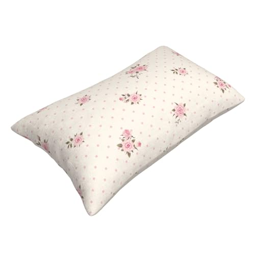 Floral Polka Dot Background Throw Pillow Covers Pink Roses Lumbar Pillow Cover 12x20 Inch Set of 2 Shabby Chic Rose Flowers Pillowcase Rectangle Cushion Cases for Bed Sofa - color: Pink, size: 20" x 12" (Pack of 2)