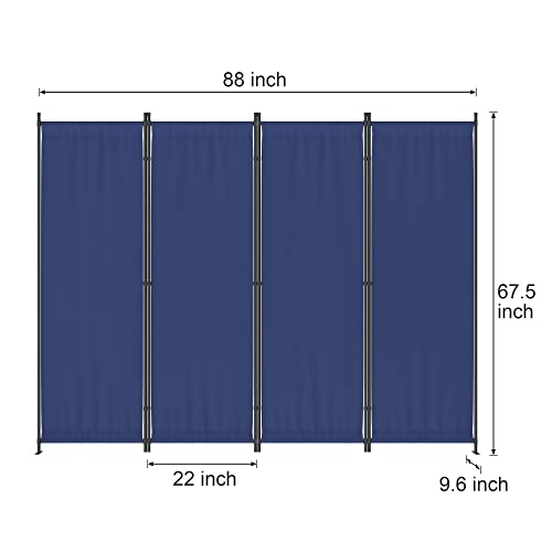 Morngardo Room Divider, Folding Privacy Screens, 4 Panel Room Partitions, 88" Foldable Wall Dividers, Portable Separating for Home Office Bedroom Dorm Decor (Blue) - color: Blue, size: 88'W - 4 Panels