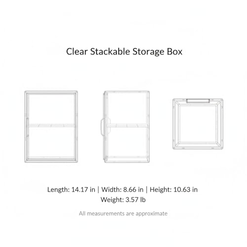 Clear Stackable Storage Bins with Lids, Durable Plastic Organizer Containers for Closet, Shelf & Desktop Organization - size: 14.17 x 8.66 x 10.63 in