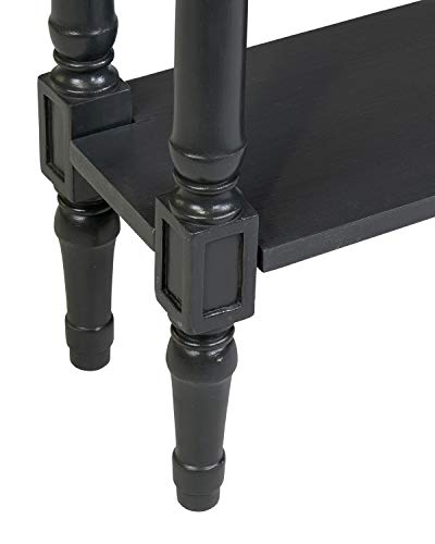 Marisol Black Narrow Console Table for Entryway with Drawer | 31.5-inch slim sofa table with lower shelf, solid wood frame, distressed finish, hallway storage for small spaces - color: Black Distressed