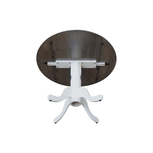 International Concepts Inch Dual 42 Drop Leaf Dining Table, White/Heather Gray - color: White/Heather Gray
