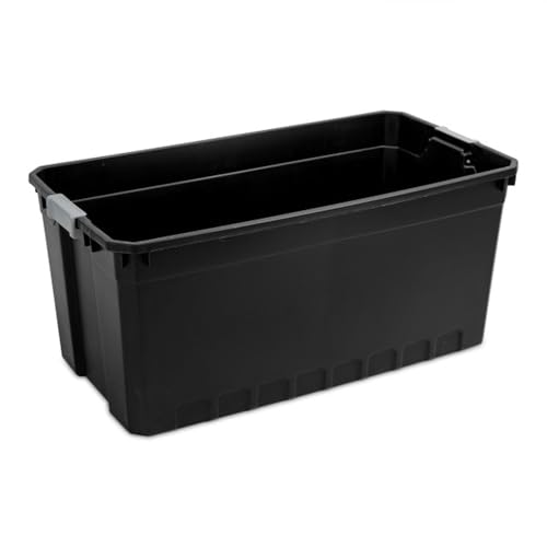 Sterilite 6-Pack Plastic Storage Bins with Lids, Stackable Containers, 50 Gallon, Black - size: 50 Gallon, style: 6 Pack